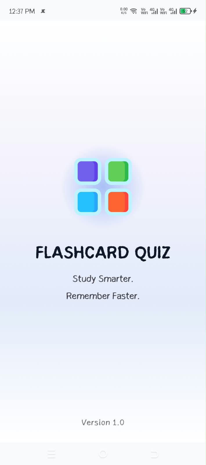 Flashcard Quiz home screen