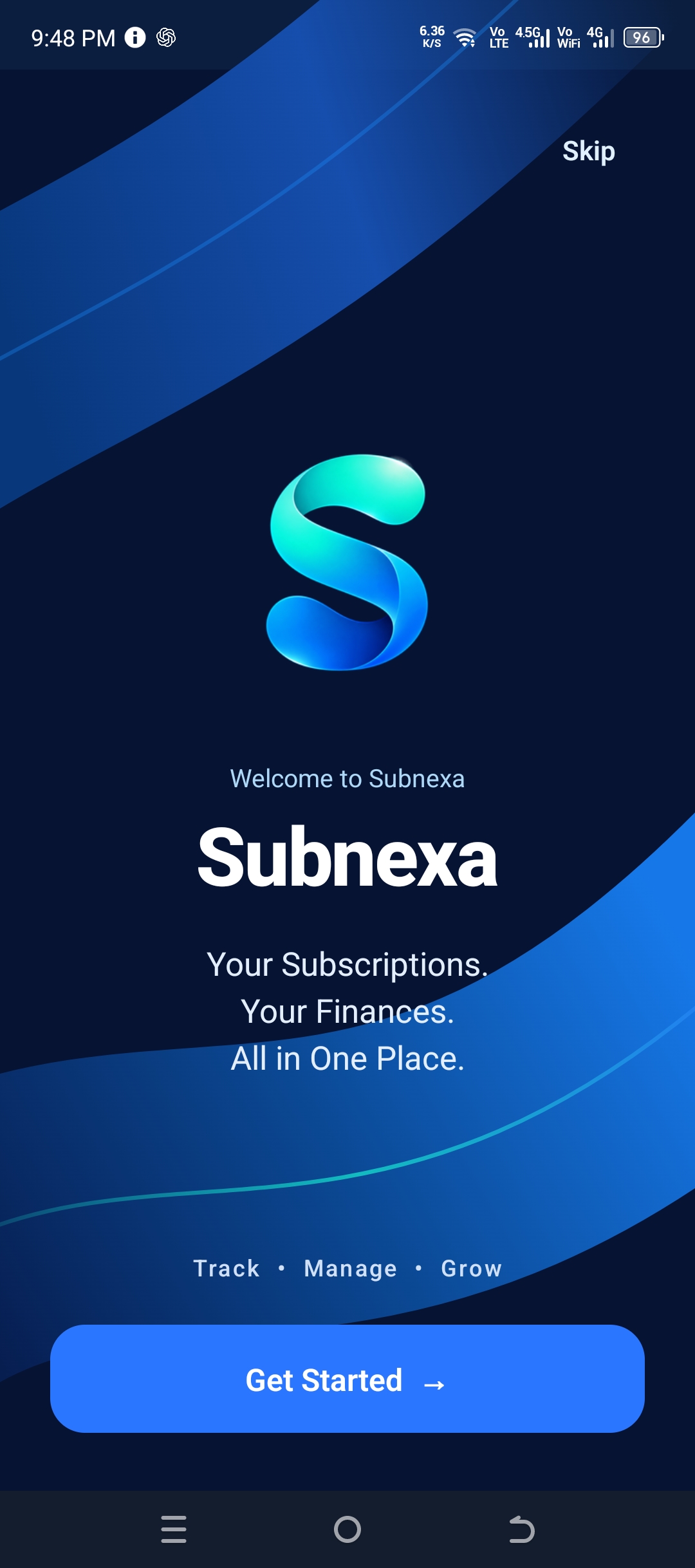 Subnexa Android application screenshot